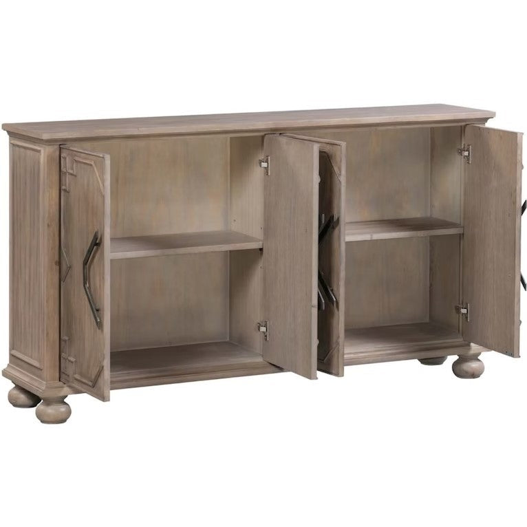 Crestview Collection Hawthorne Estate 62" x 14" x 35" 4-Door Traditional Brown Wood Raised Molding Sideboard