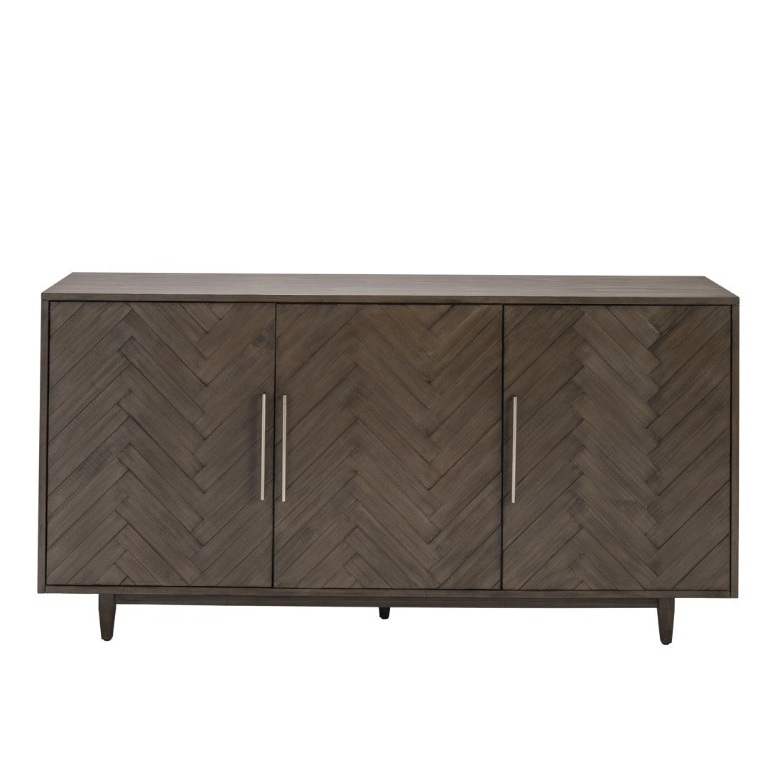Crestview Collection Hawthorne Estate 70" x 18" x 36" 3-Door Traditional Wood Chevron Pattern Sideboard In Charcoal Gray Finish