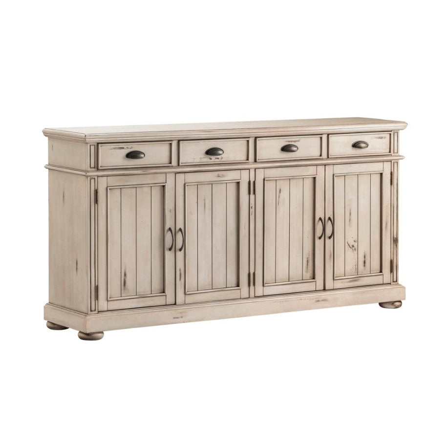 Crestview Collection Hawthorne Estate 72" x 17" x 37" 4-Drawer 4-Door Traditional Wood Sideboard In Distressed White Finish