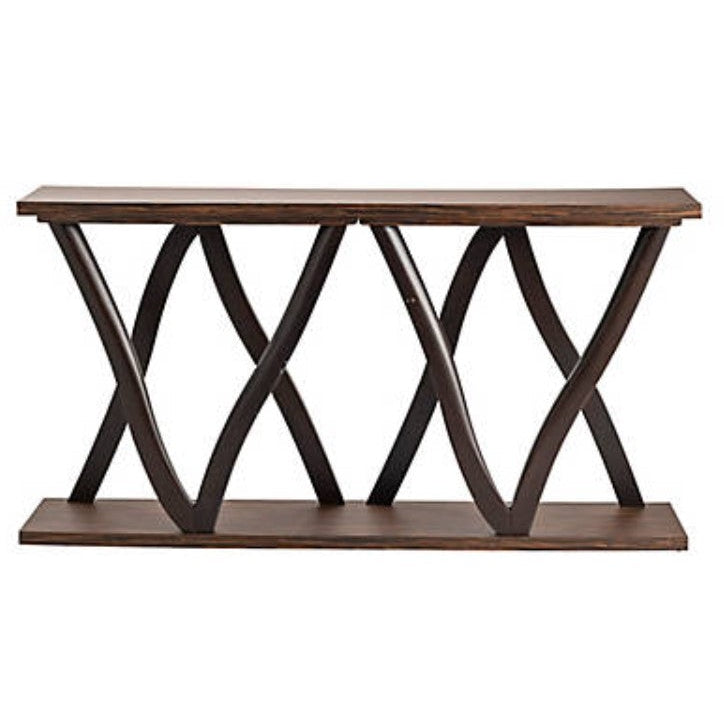Crestview Collection Hawthorne Estate 72" x 17" x 37" Transitional Zebrawood Shaped Leg Console In Dark Brown Finish