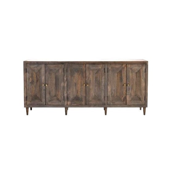Crestview Collection Highland Park 90" x 17" x 40" 6-Door Transitional Brown Wood Sideboard
