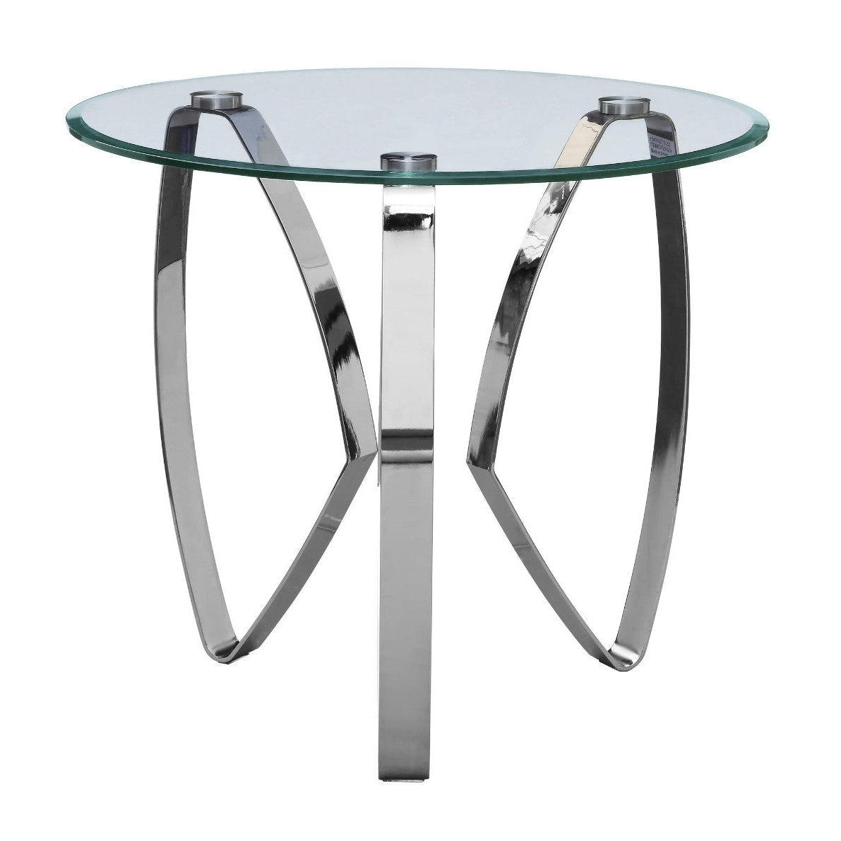 Crestview Collection Hollywood 28" x 28" x 24" Occasional Glass And Metal Tri-Leg End Table In Nickel Finish