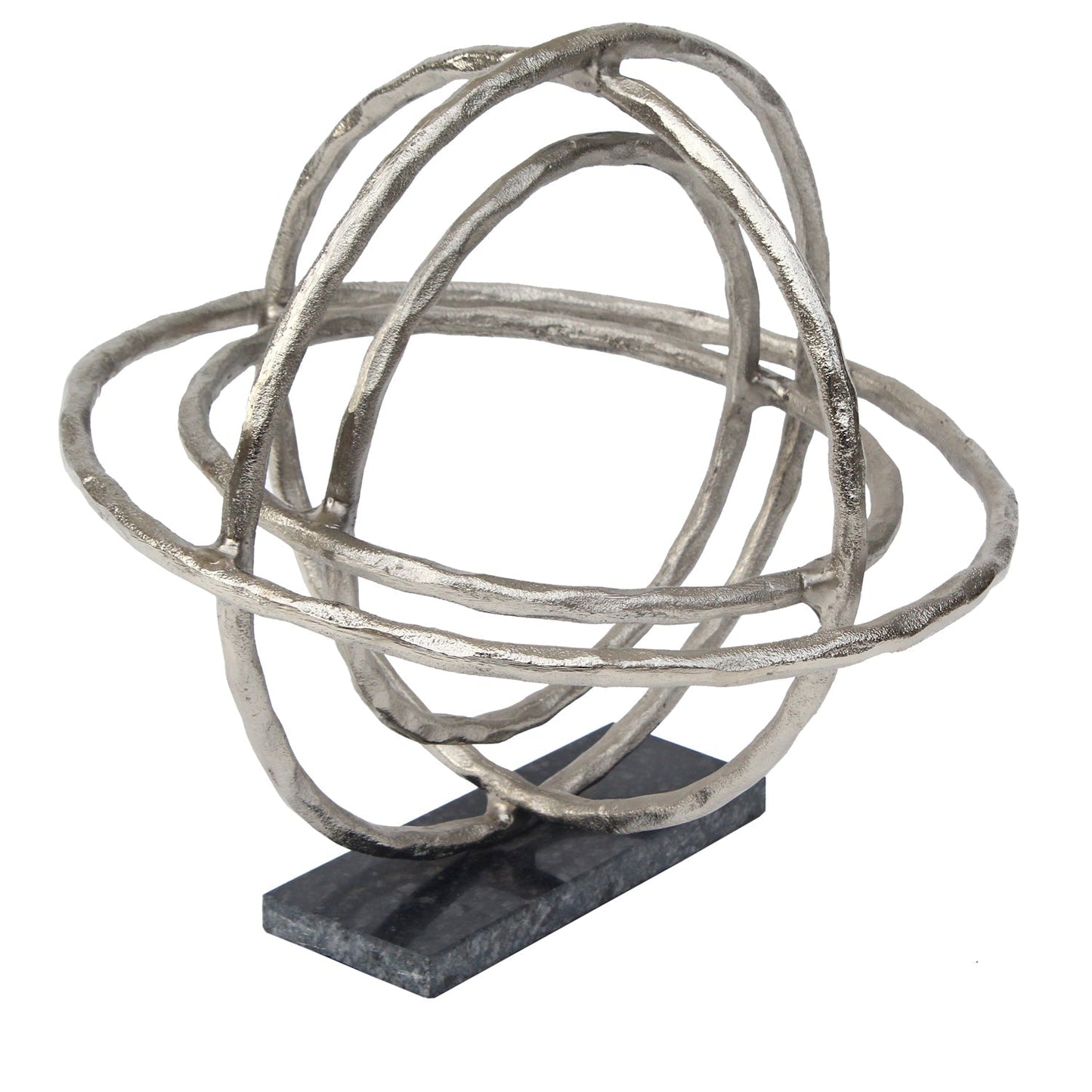 Crestview Collection London 13" x 13" x 16" Transitional Aluminum And Marble Sculpture In Aluminum and Black Marble Finish