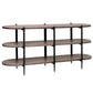 Crestview Collection Malibu 64" x 16" x 32" Rustic Metal And Wood Console Table In Brown Wood and Black Finish