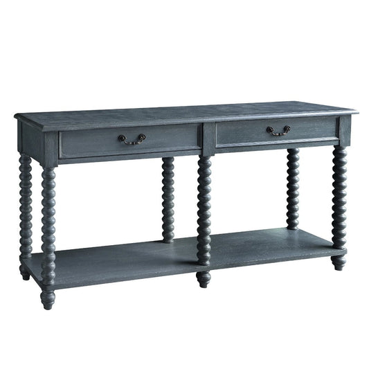 Crestview Collection Morrisey 68" x 16" x 36" 2-Drawer Traditional Wood Turned Leg Console In Slate Gray Finish