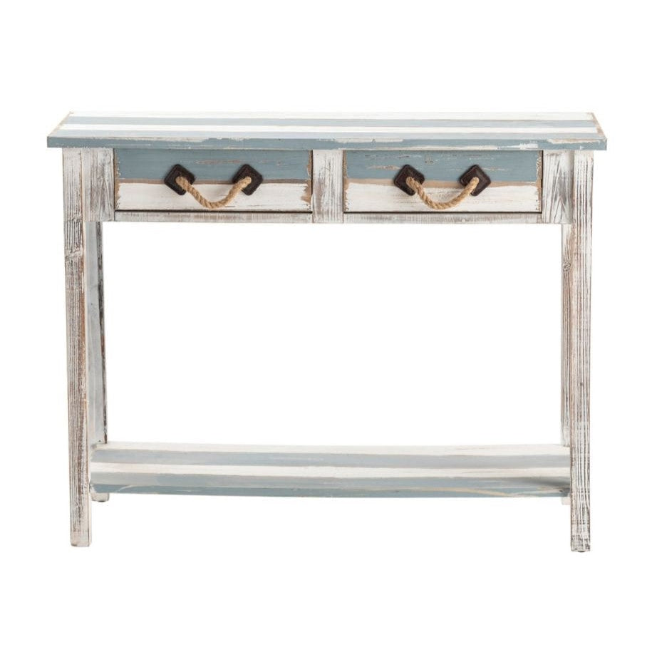 Crestview Collection Nantucket 43" x 15" x 32" 2-Drawer Coastal Rope And Wood Console In Weathered Finish