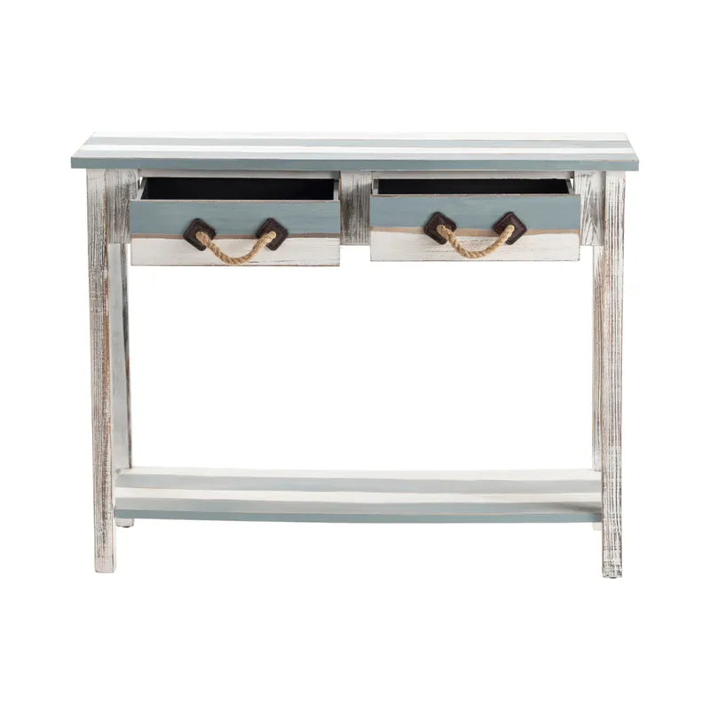 Crestview Collection Nantucket 43" x 15" x 32" 2-Drawer Coastal Rope And Wood Console In Weathered Finish