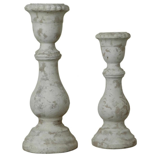Crestview Collection Newport 16" & 20" 2-Piece Traditional Ceramic Candle Holder In Earthenware Finish
