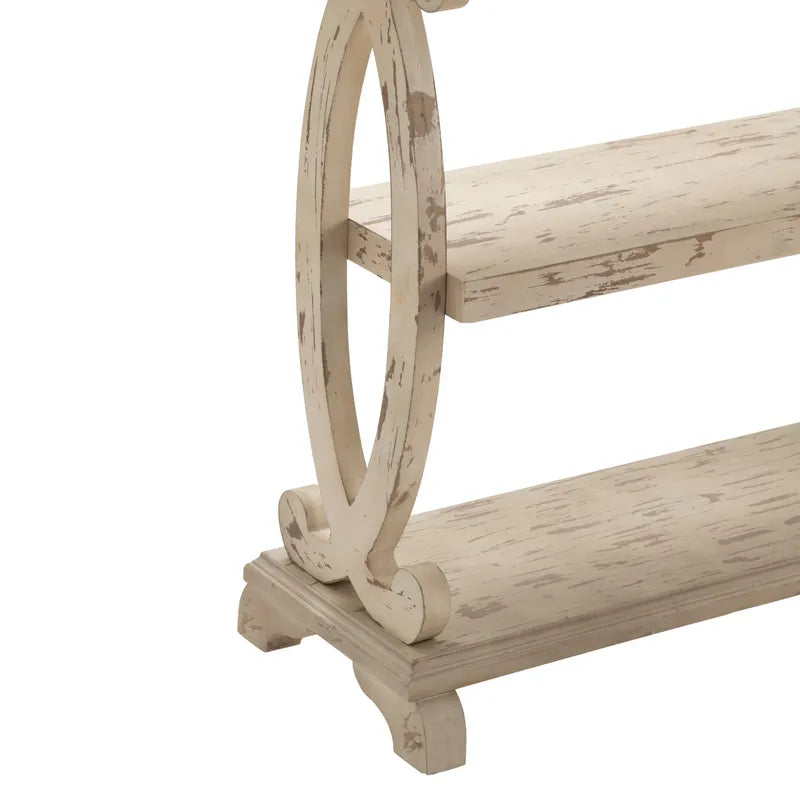 Crestview Collection Newport 36" x 14" x 34" Traditional Wood Shaped Console Table In Distressed White Finish