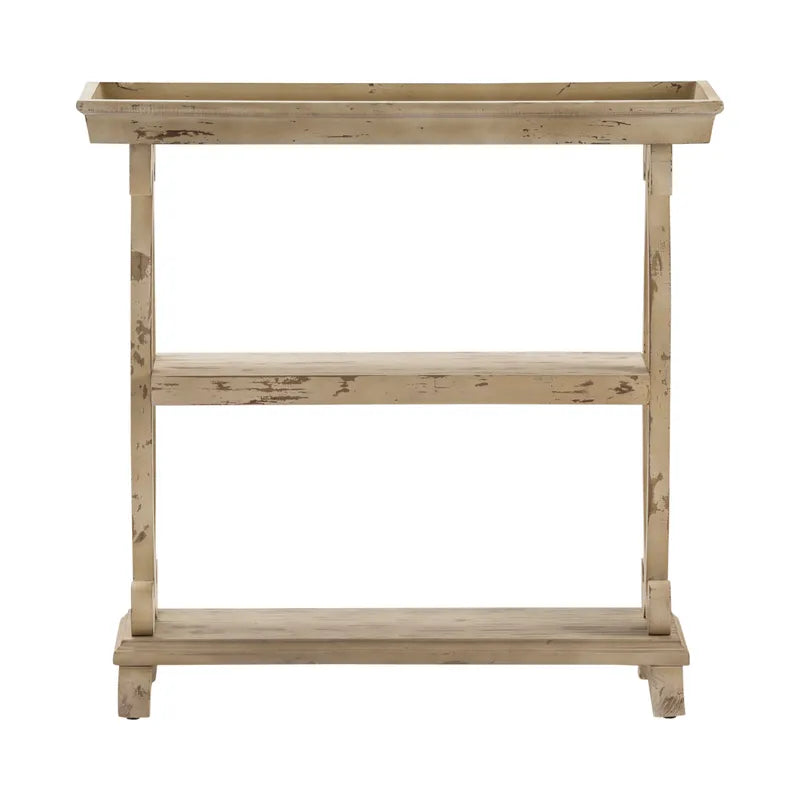 Crestview Collection Newport 36" x 14" x 34" Traditional Wood Shaped Console Table In Distressed White Finish