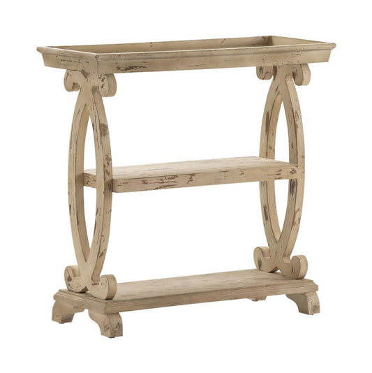 Crestview Collection Newport 36" x 14" x 34" Traditional Wood Shaped Console Table In Distressed White Finish