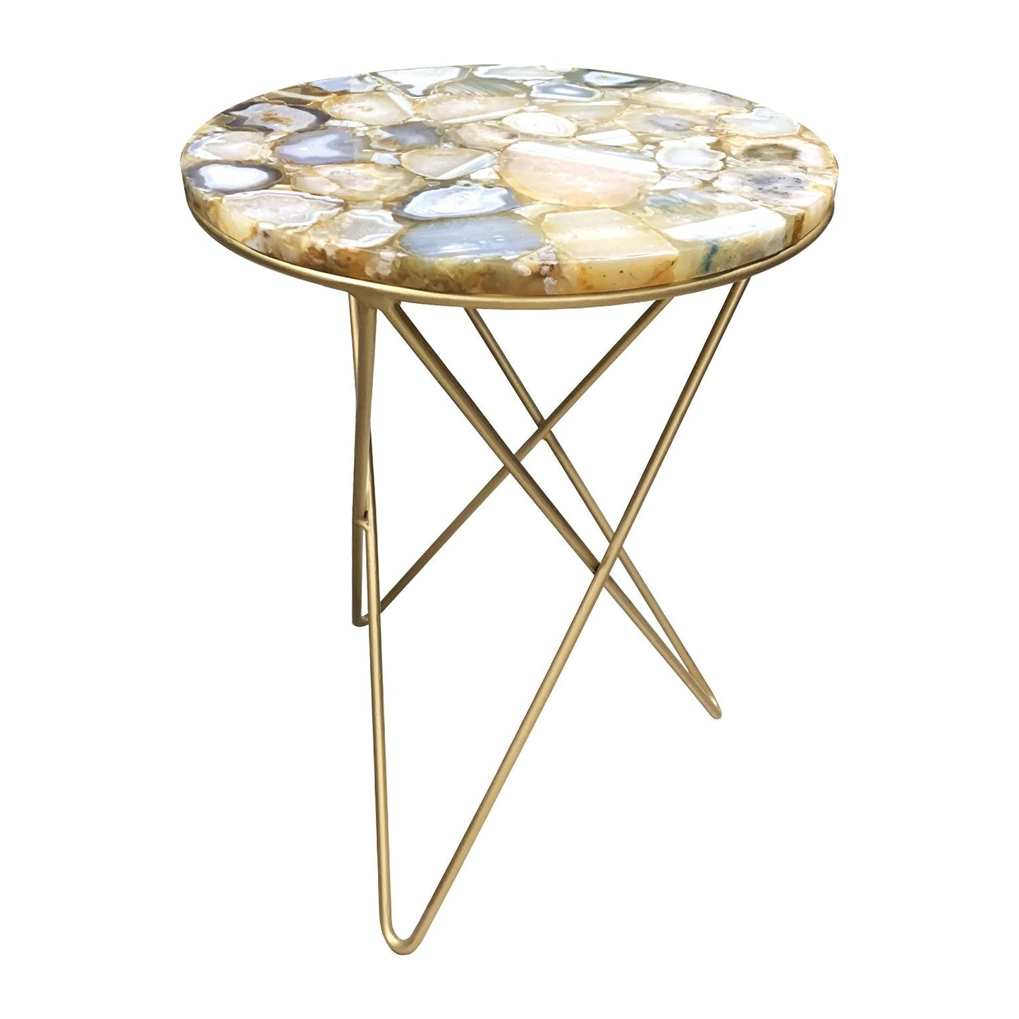 Crestview Collection Olivia 17" x 17" x 23" Modern Marble And Iron Accent Table In Marble and Gold Finish