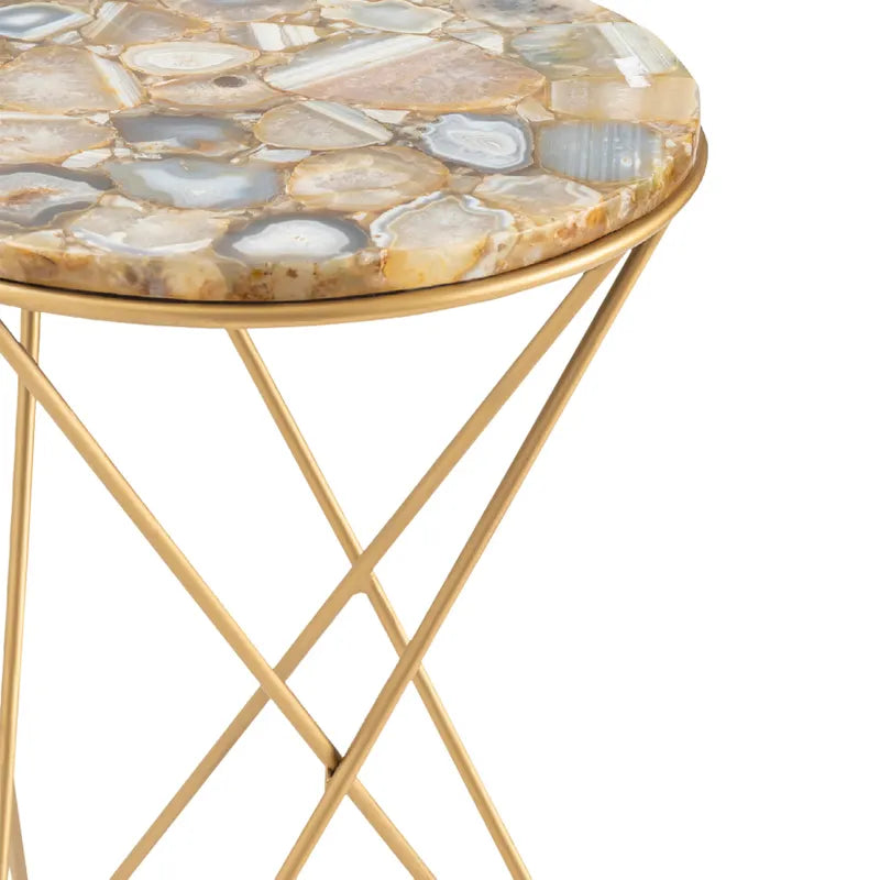 Crestview Collection Olivia 17" x 17" x 23" Modern Marble And Iron Accent Table In Marble and Gold Finish