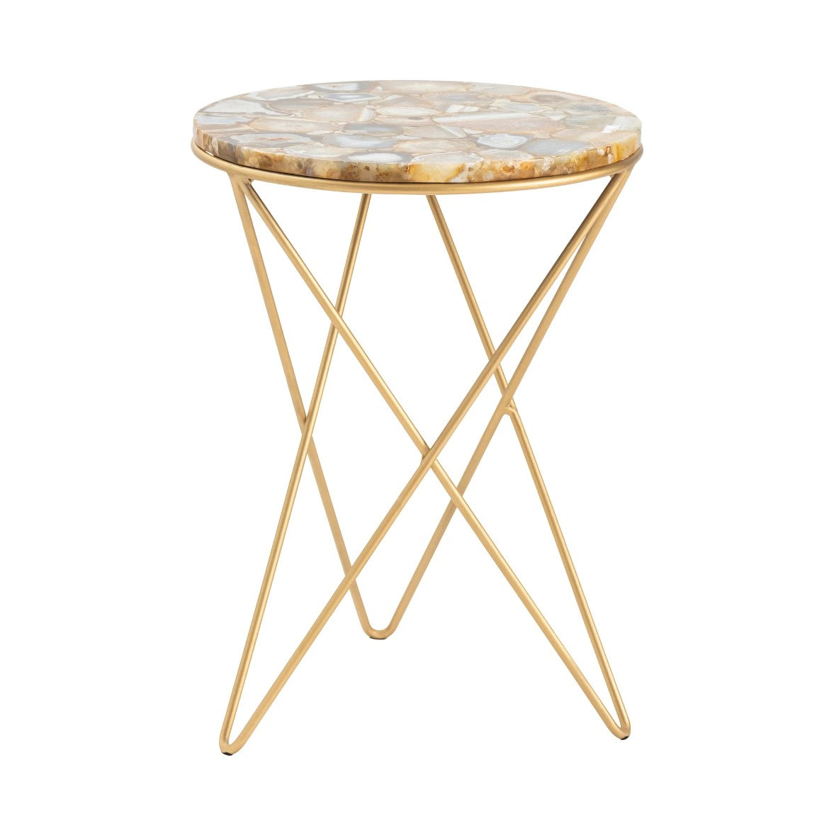 Crestview Collection Olivia 17" x 17" x 23" Modern Marble And Iron Accent Table In Marble and Gold Finish