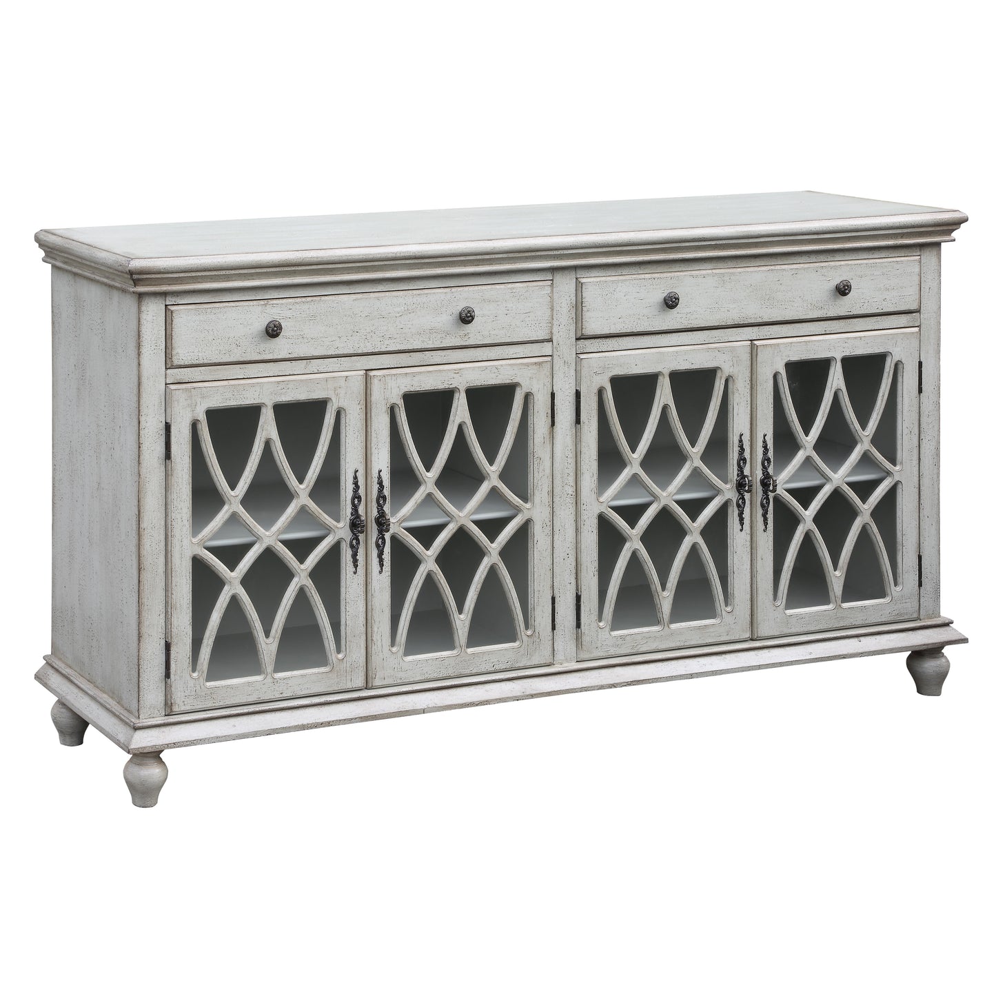 Crestview Collection Paxton 72" x 18" x 39" 2-Drawer 4-Door Traditional Pale Gray Wood Sideboard