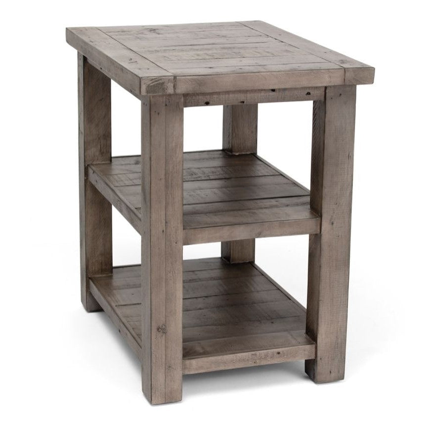 Crestview Collection Pembroke 17" x 23" x 24" Rustic Plantation Recycled Pine Rectangle Chairside Table In Distressed Gray Finish