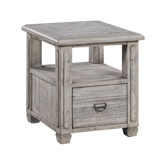 Crestview Collection Pembroke 21" x 23" x 24" 1-Drawer Occasional Plantation Recycled Pine Rectangle End Table In White Wash Finish