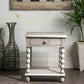 Crestview Collection Pembroke 22" x 24" x 25" 1-Drawer Occasional Wood Turned Leg End Table In Chalk Gray Finish