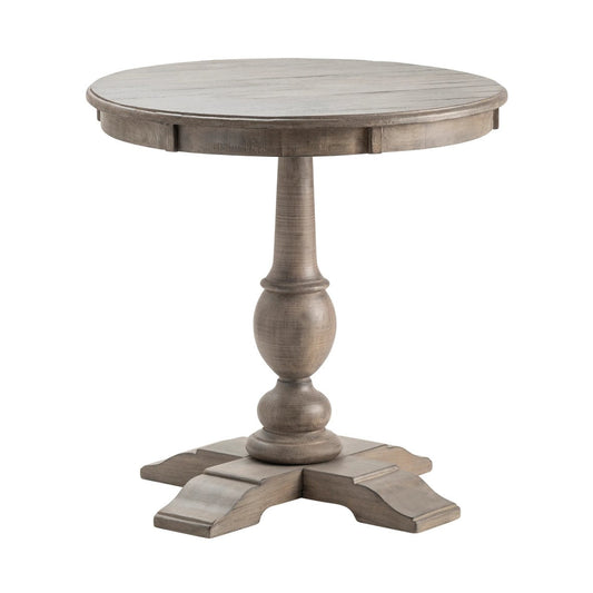 Crestview Collection Pembroke 28" x 28" x 28" Occasional Plantation Recycled Pine Round Accent Table In White Wash Finish