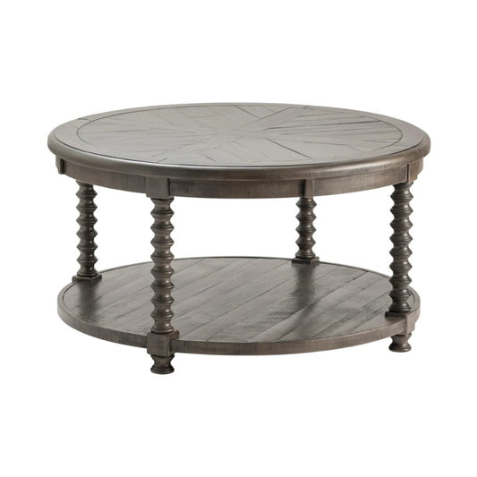 Crestview Collection Pembroke 38" x 38" x 20" Occasional Wood Turned Leg Plantation Recycled Pine Round Cocktail Table