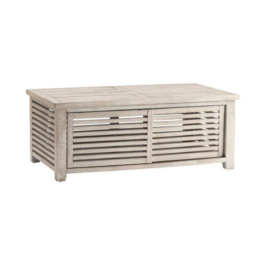 Crestview Collection Pembroke 48" x 28" x 19" Occasional Wood 2-Sliding Door Slated Rectangle Plantation Recycled Pine Cocktail Table