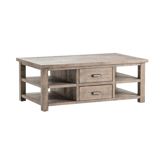 Crestview Collection Pembroke 50" x 30" x 19" Rustic Wood 2-Drawer Rectangle Plantation Recycled Pine Cocktail Table