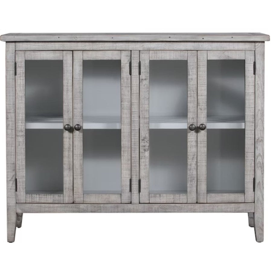 Crestview Collection Pembroke 54" x 18" x 42" 4 Door Traditional White Wash Wood Tall Plantation Recycled Pine Sideboard
