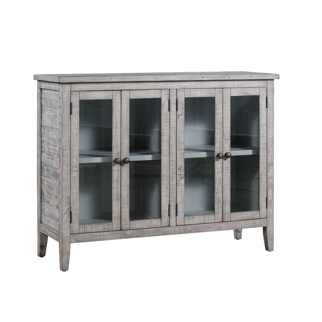 Crestview Collection Pembroke 54" x 18" x 42" 4 Door Traditional White Wash Wood Tall Plantation Recycled Pine Sideboard