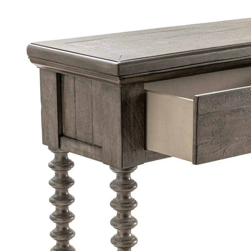 Crestview Collection Pembroke 69" x 14" x 36" 2-Drawer Occasional Plantation Recycled Pine Turned Leg Console In Distressed Gray Finish