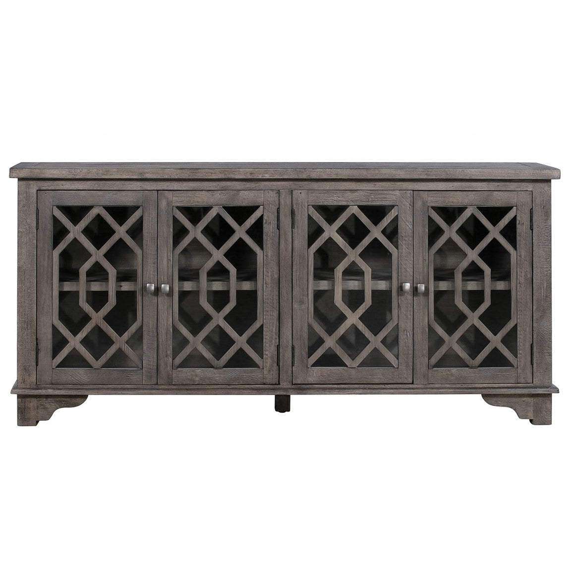 Crestview Collection Pembroke 72" x 16" x 34" 4-Door Traditional Distressed Gray Wood Plantation Recycled Pine Sideboard