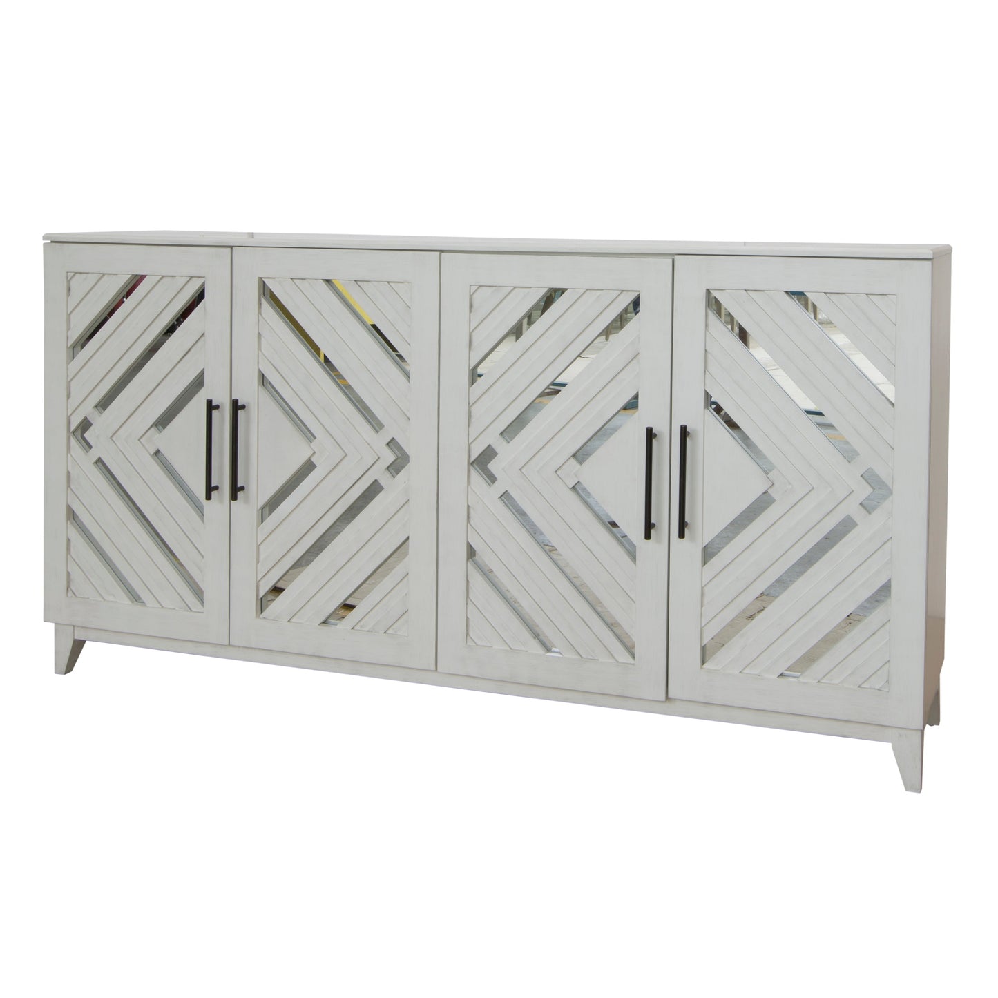 Crestview Collection Phoebe 72" x 16" x 37" 4-Drawer Traditional Gray Wood Sideboard