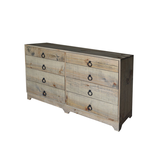 Crestview Collection Pleasant 60" x 16" x 36" 8-Drawer Rustic Brown Wood Grove Chest