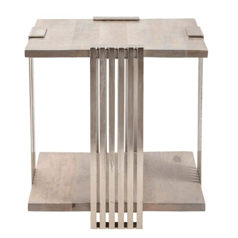 Crestview Collection Pleasant Hill 24" x 24" x 25" Occasional Metal And Wood End Table In Gray Finish