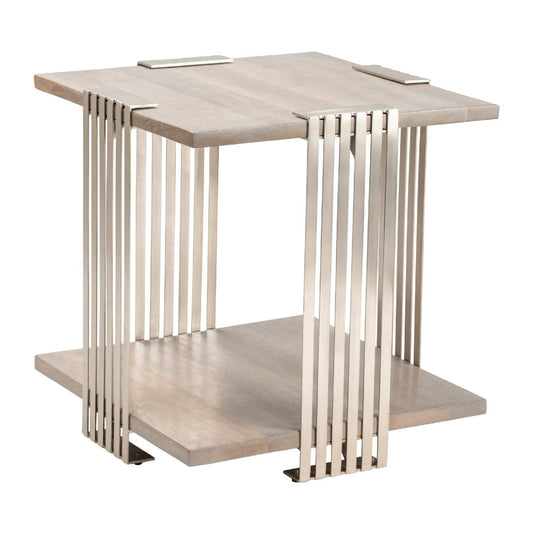 Crestview Collection Pleasant Hill 24" x 24" x 25" Occasional Metal And Wood End Table In Gray Finish