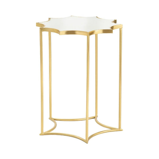 Crestview Collection Robyn 17" x 17" x 22" Modern Marble And Iron Accent Table In White and Gold Finish