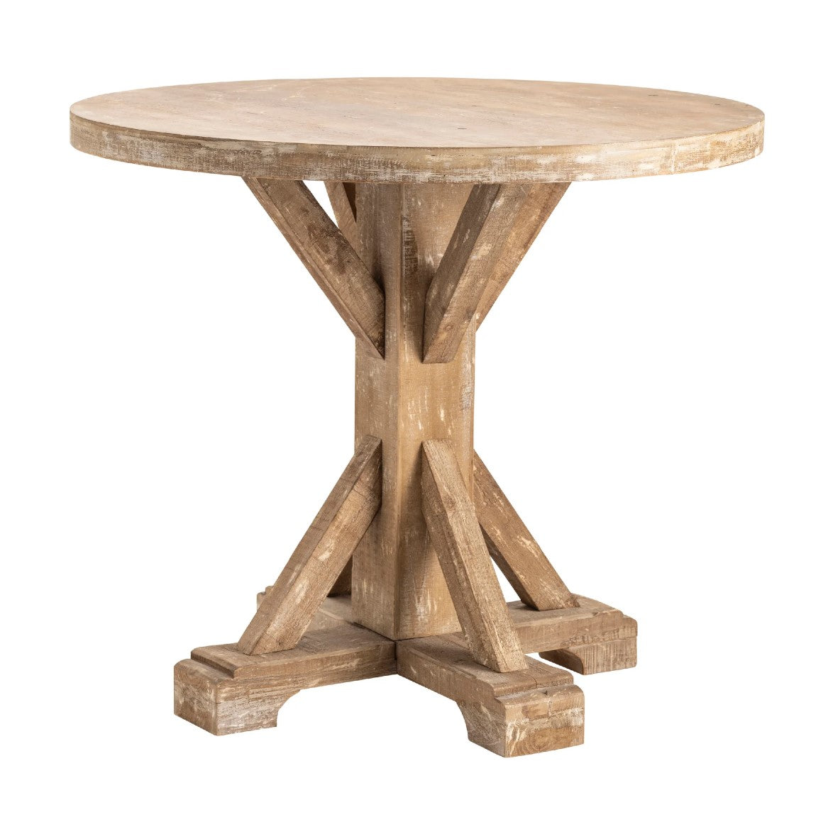 Crestview Collection Sonoma 36" x 36" x 31" Rustic Wood Large Accent Table In Light Brown Finish