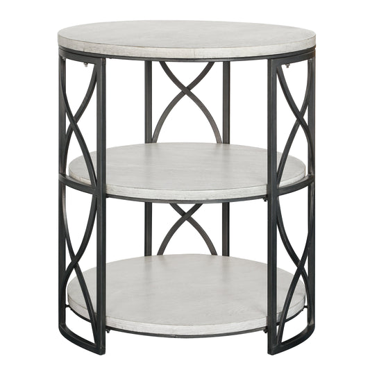 Crestview Collection Springfield 24" x 24" x 26" Traditional Metal And Wood Tiered Accent Table In Gray and Black Finish