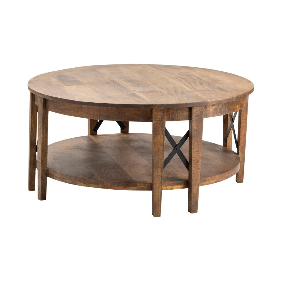 Crestview Collection Sutton Creek 38" x 38" x 18" Occasional Metal And Wood Cocktail Table