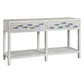 Crestview Collection Swimming Upstream 64" x 15" x 34" 2-Drawer Coastal Wood Aqua Fish Console In Antique White Finish