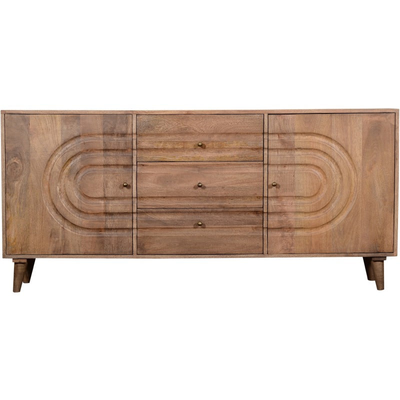 Crestview Collection Talladega 70" x 15" x 32" 2-Door 3-Drawer Transitional Brown Wood Sideboard