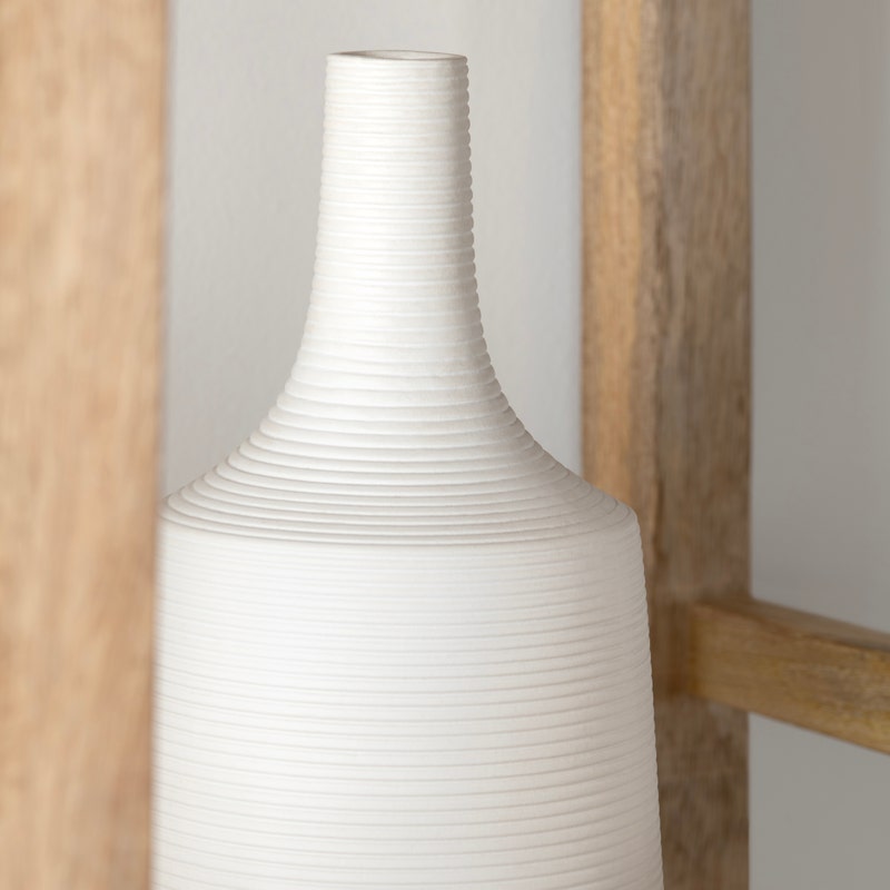 Crestview Collection Tegan 27" & 21" 2-Piece Transitional Ceramic Vase In Gesso White Matte and Glaze Ceramic Finish