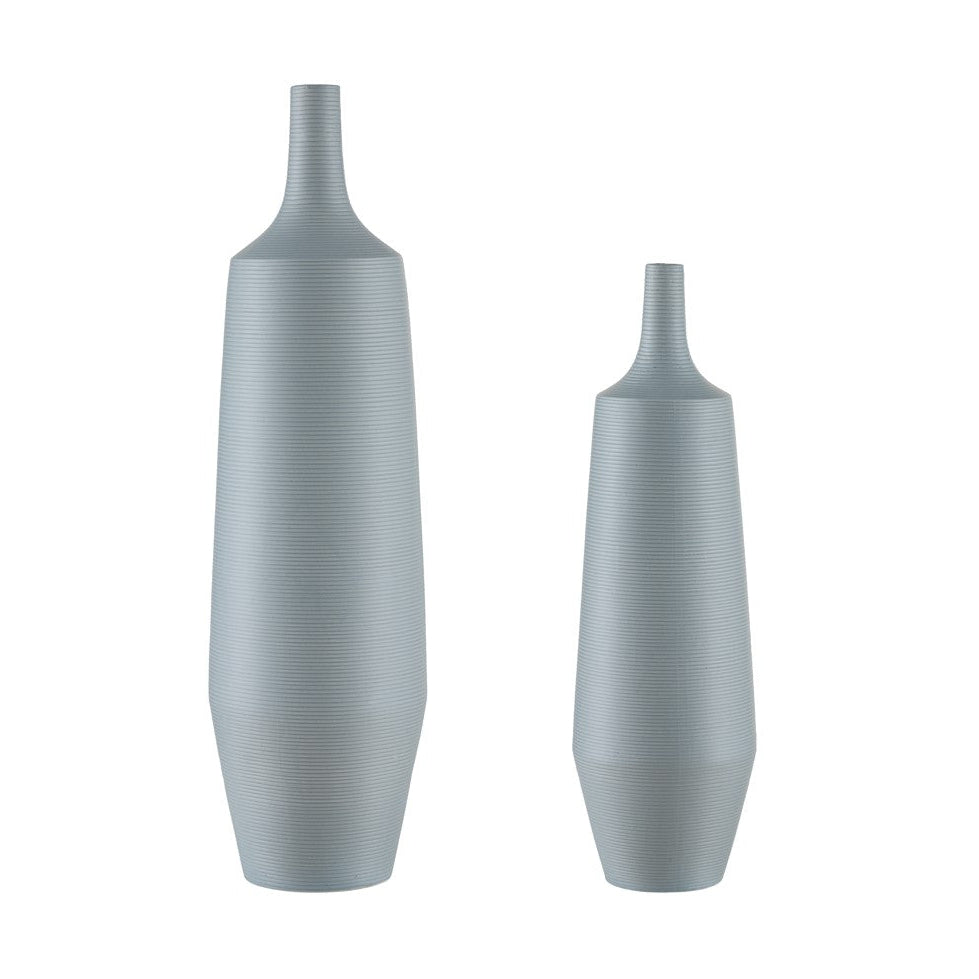 Crestview Collection Tegan 27" & 21" 2-Piece Transitional Ceramic Vase In Robin's Egg Blue and Matte Glaze Ceramic Finish