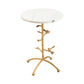 Crestview Collection Tweety Bird 16" x 16" x 23" Modern Iron And Marble Accent Table In Gold and White Finish