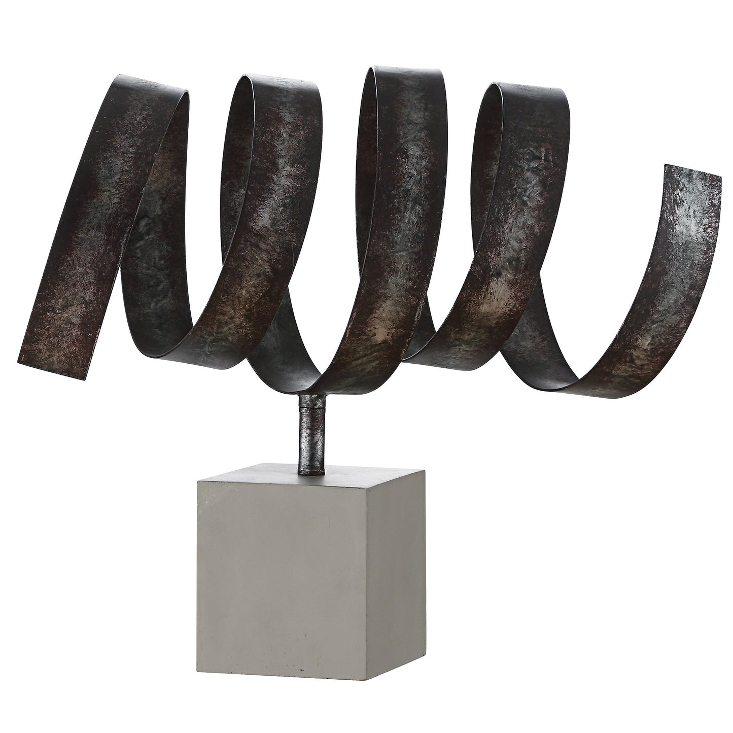 Crestview Collection Tyler 20" x 10" x 18" Transitional Blackened Silver And Concrete Finish Coil Sculpture In Blackened Silver and Concrete Finish