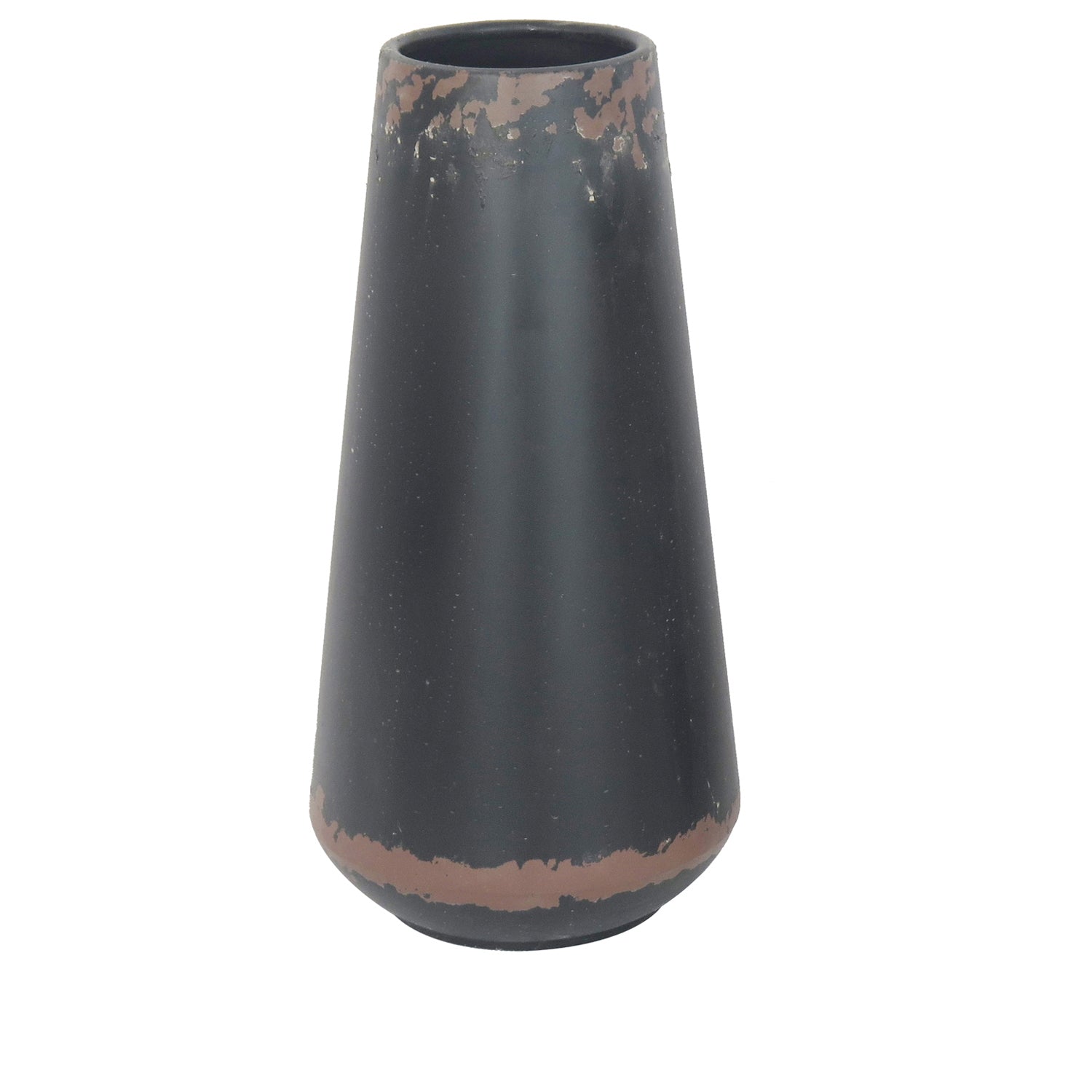 Crestview Collection Vase 1 8" x 16" Rustic Metal Vase In Rustic Black Finish