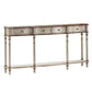 Crestview Collection Victoria 68" x 12" x 34" 3-Drawer Traditional Wood Console Table In Weathered White and Gold Finish