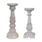Crestview Collection Victorian 19" & 15" 2-Piece Tradtional Cement Candle Holder In Antique White and Gray Cement Finish