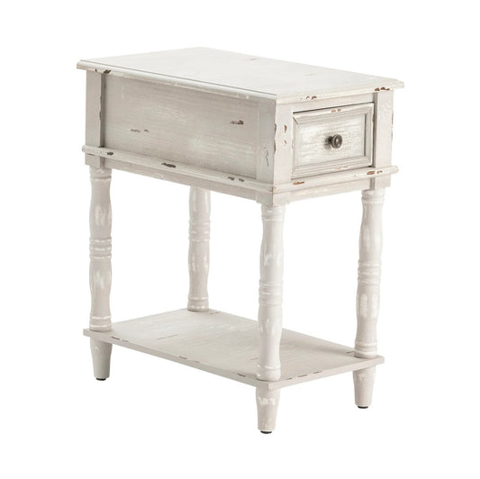 Crestview Collection Weston 13" x 21" x 24" 1-Drawer Traditional Wood Chairside In Chalk Gray Finish