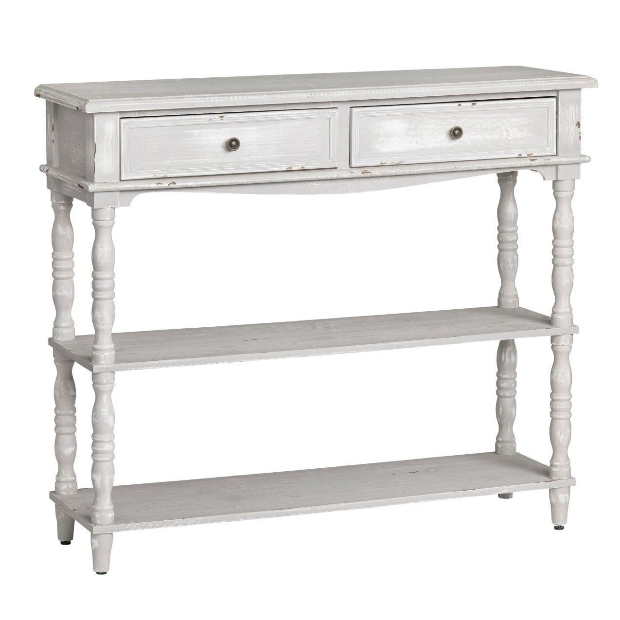 Crestview Collection Weston 42" x 13" x 36" 2-Drawer Traditional Wood Console Table In Chalk Gray Finish