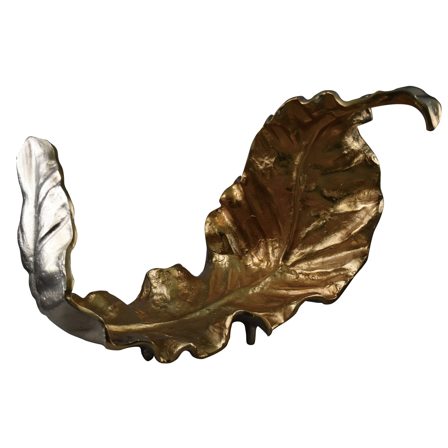 Crestview Collection Willow 19" x 10" x 14" Transitional Aluminum Medium Two-toned Sculptural Leaf In Gold and Silver Finish